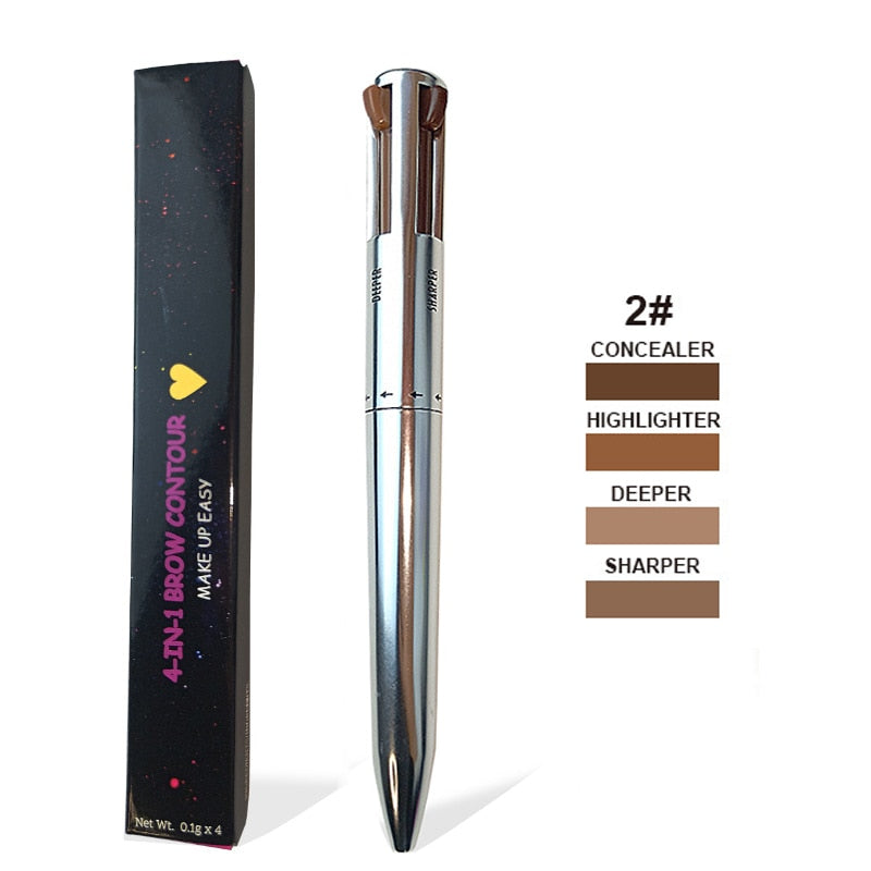 4 In 1 Makeup Pen Eyebrow Pencil Waterproof Drawing Eye Brow Long Lasting Easy Color Eyeliner Eyebrow Pen Sweatproof Makeup Pen