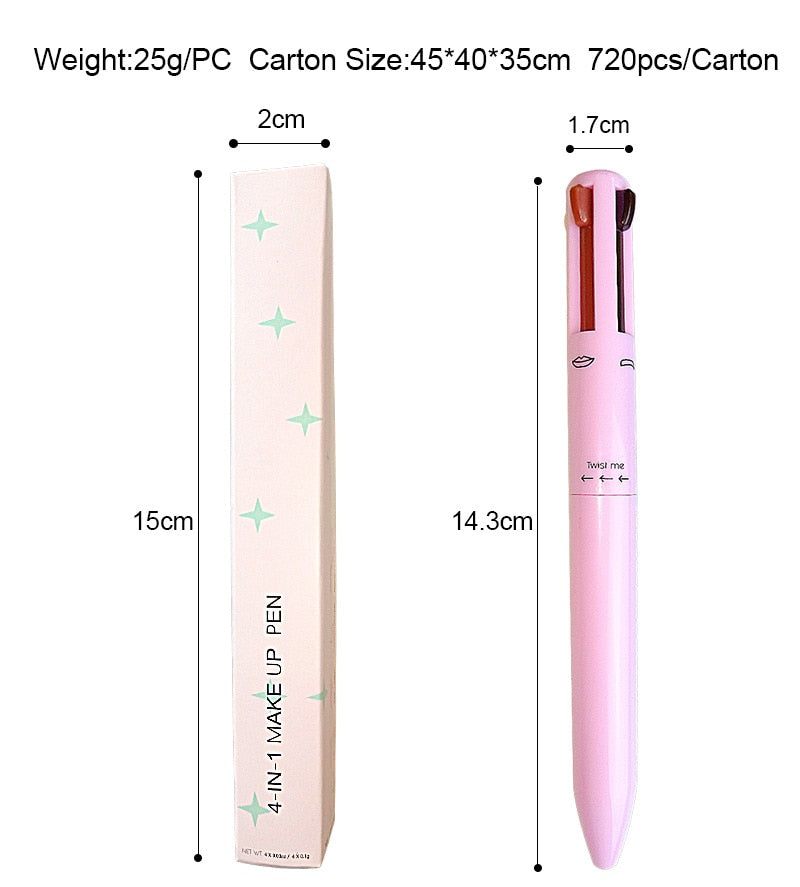 4 In 1 Makeup Pen Eyebrow Pencil Waterproof Drawing Eye Brow Long Lasting Easy Color Eyeliner Eyebrow Pen Sweatproof Makeup Pen