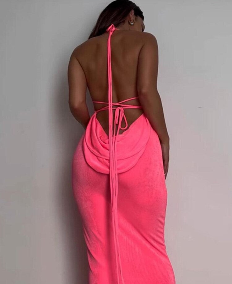 Backless Drape Maxi Dress