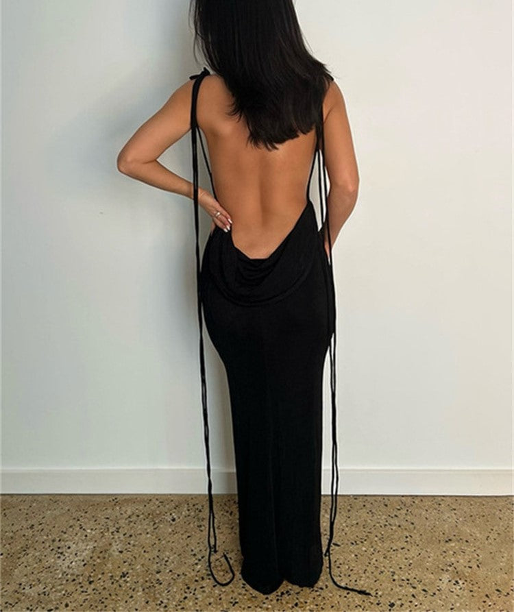 Backless Drape Maxi Dress